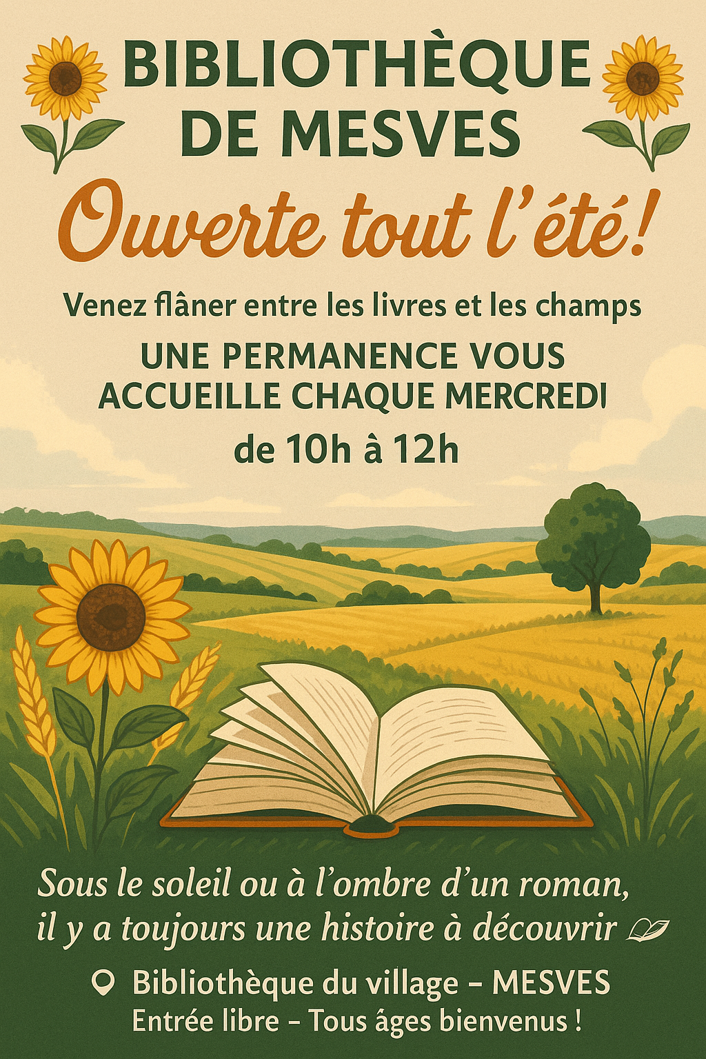 Bibliothèque de Mesves en été